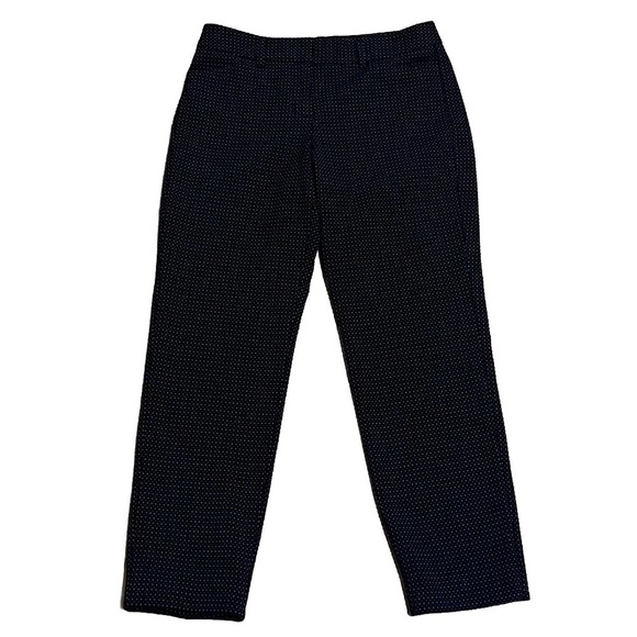 Express Editor straight leg crop ankle pants mid rise blue black dot pattern 0 - Picture 1 of 11